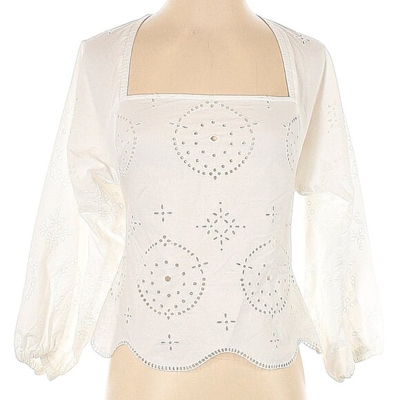 Reiss White Eyelet 100% Cotton Blouse - Size 4 - Picture 1 of 4